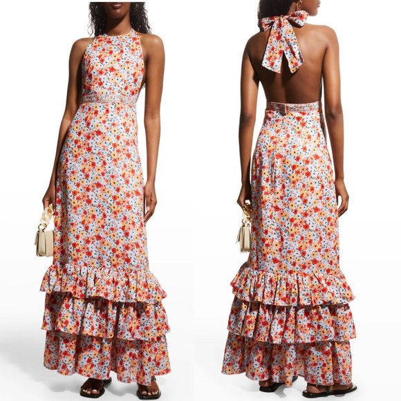 Agua by Agua Bendita Magnolia Printed Linen Halter Maxi Dress - Picture 1 of 16